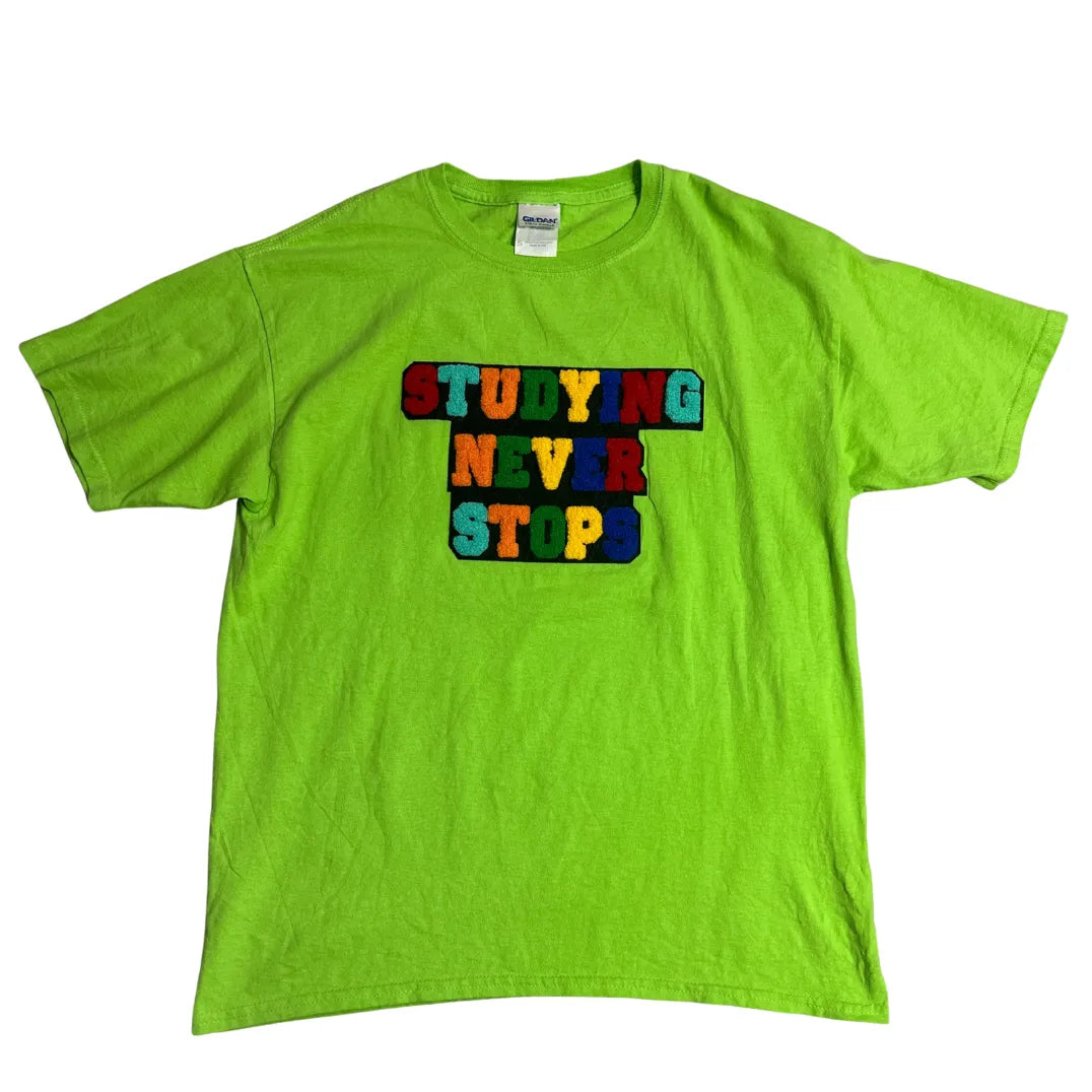 Gildan “Studying Never Stops” Graphic Cotton T-Shirt
