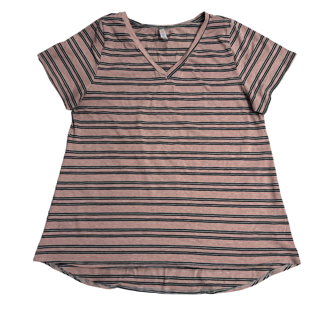 LuLaRoe Striped V Neck Casual Tee 💗