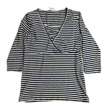 ML Striped Wrap Neck Long Sleeve Top 🤍