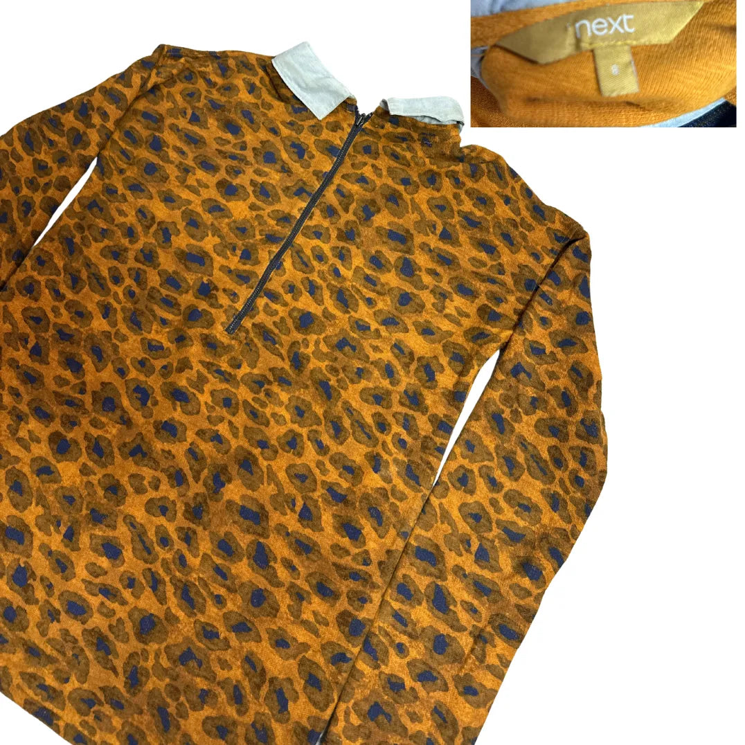 Next Leopard Print Zip Neck Long Sleeve Top 🐆✨
