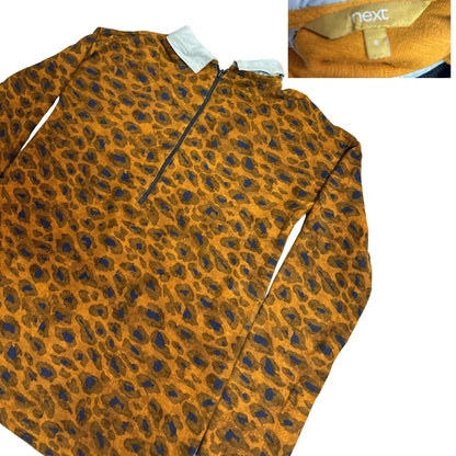 Next Leopard Print Zip Neck Long Sleeve Top 🐆✨