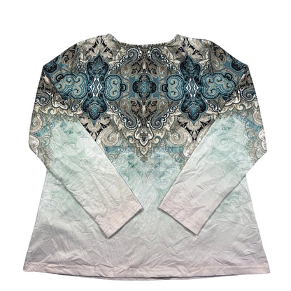 Teal Paisley Ombre Henley Top-M