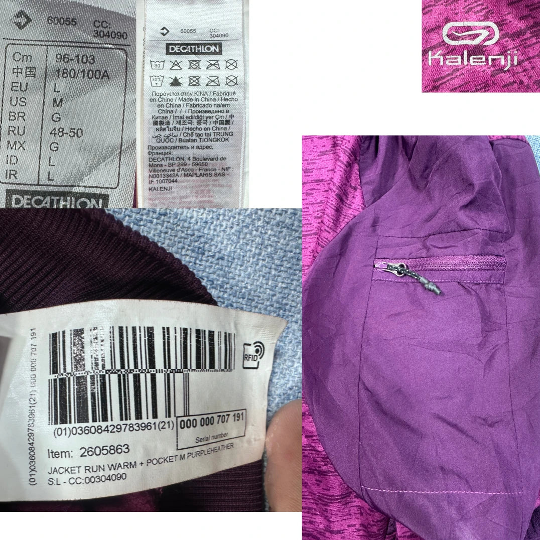 Kalenji® Purple Heather Running Zip Hoodie-L