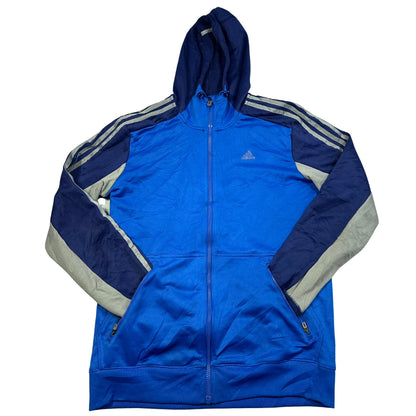 Adidas® Blue 3-Stripe Zip Hoodie-M