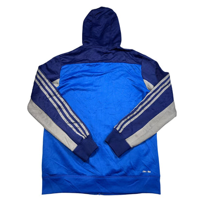 Adidas® Blue 3-Stripe Zip Hoodie-M