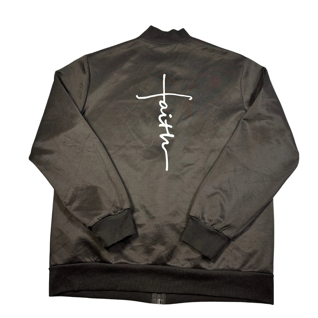Unbranded Black Script Print Bomber Jacket-L