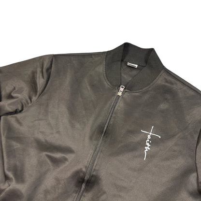 Unbranded Black Script Print Bomber Jacket-L