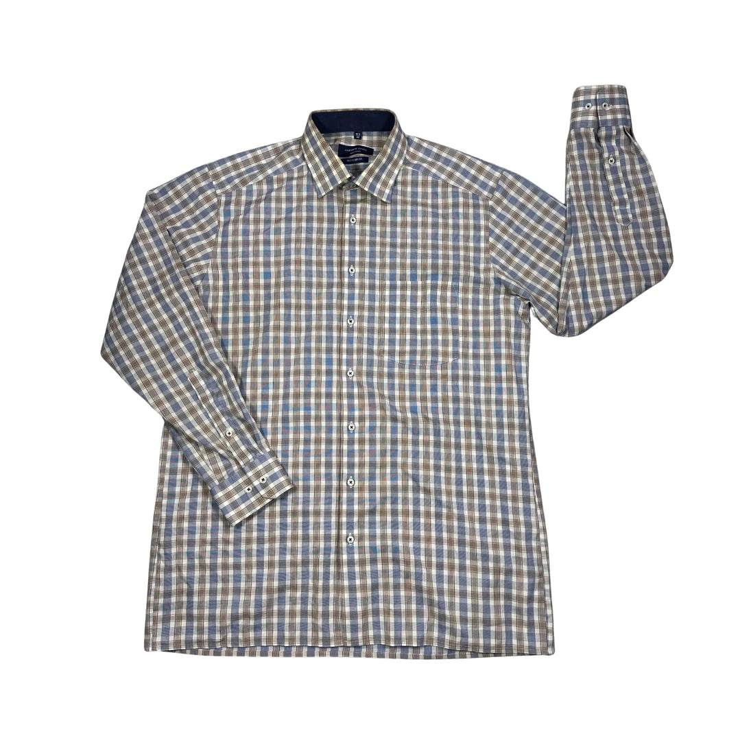 Andrew James® Blue Grey Checked Formal Shirt(XL)