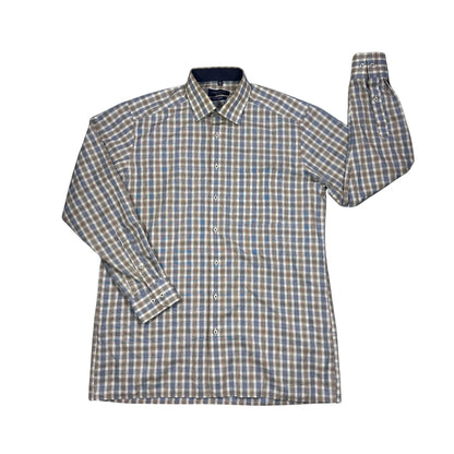 Andrew James® Blue Grey Checked Formal Shirt(XL)