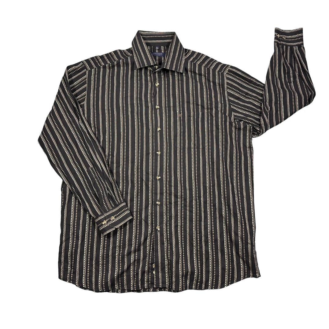 Jean Chatel® Black Striped Formal Shirt(XL)