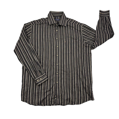 Jean Chatel® Black Striped Formal Shirt(XL)