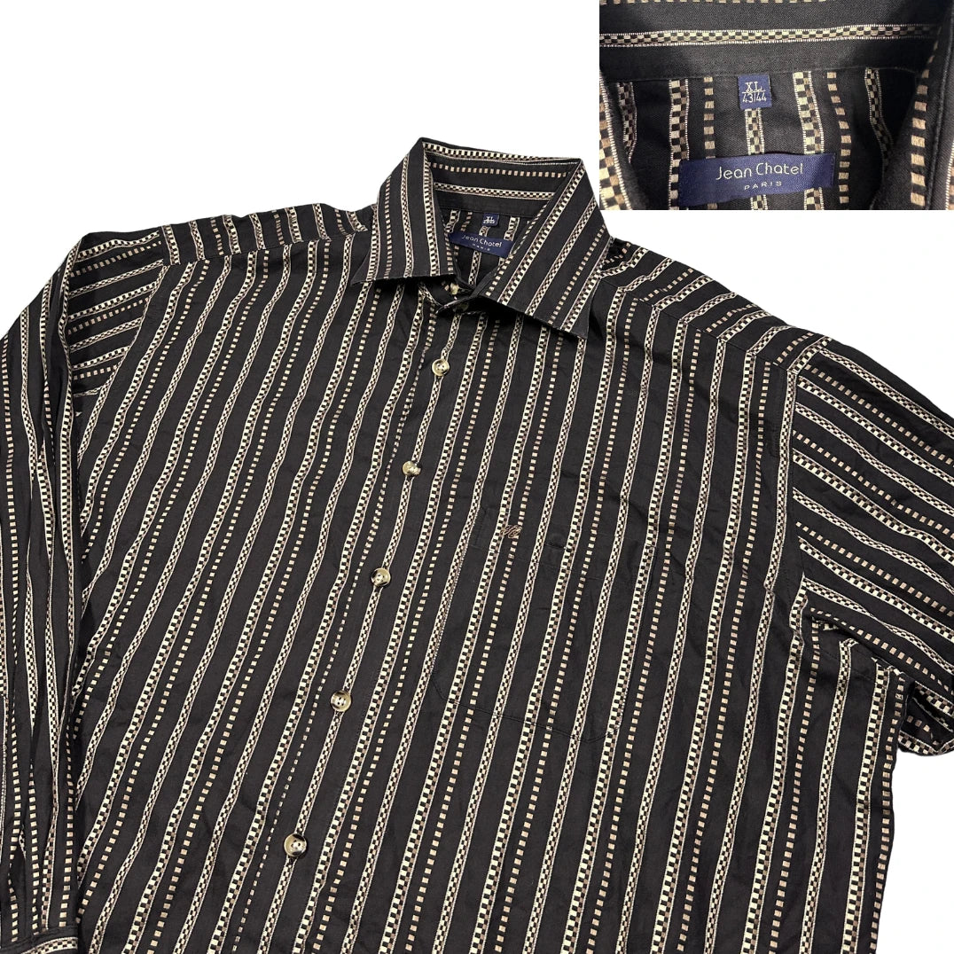 Jean Chatel® Black Striped Formal Shirt(XL)