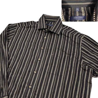 Jean Chatel® Black Striped Formal Shirt(XL)