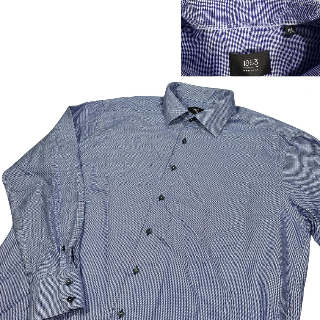 Eterna® Blue Micro Check Formal Shirt(XL)