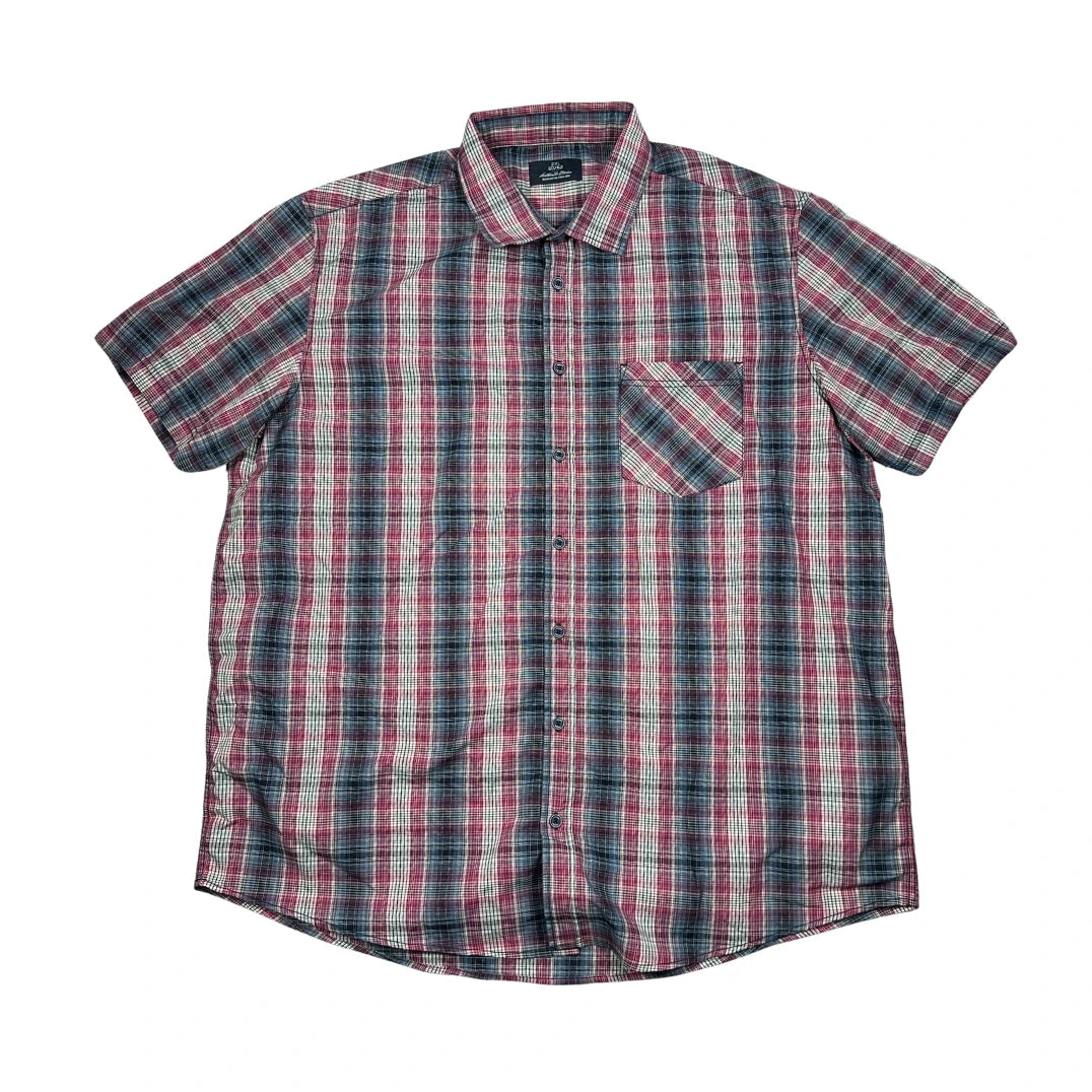 Antonio Rossi® Red Blue Checked Short Sleeve Shirt(2XL)