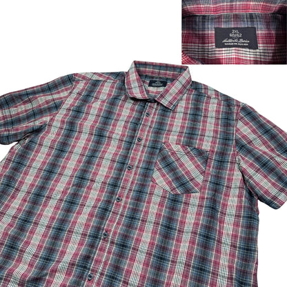 Antonio Rossi® Red Blue Checked Short Sleeve Shirt(2XL)