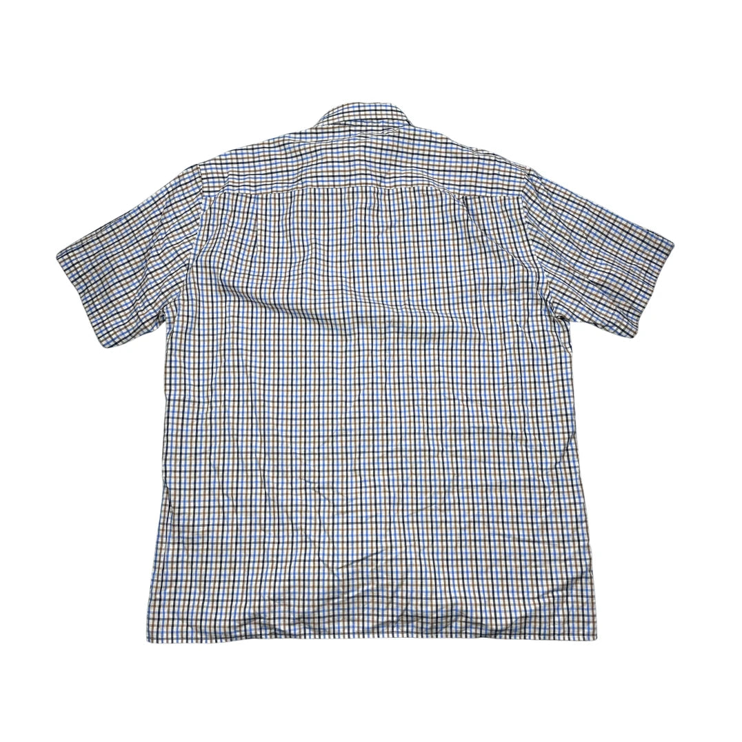 Blue Brown Checked Short Sleeve Shirt(XL)