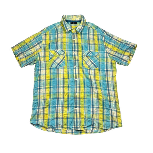 Van Vaan® Blue Green Checked Short Sleeve Shirt(XL)