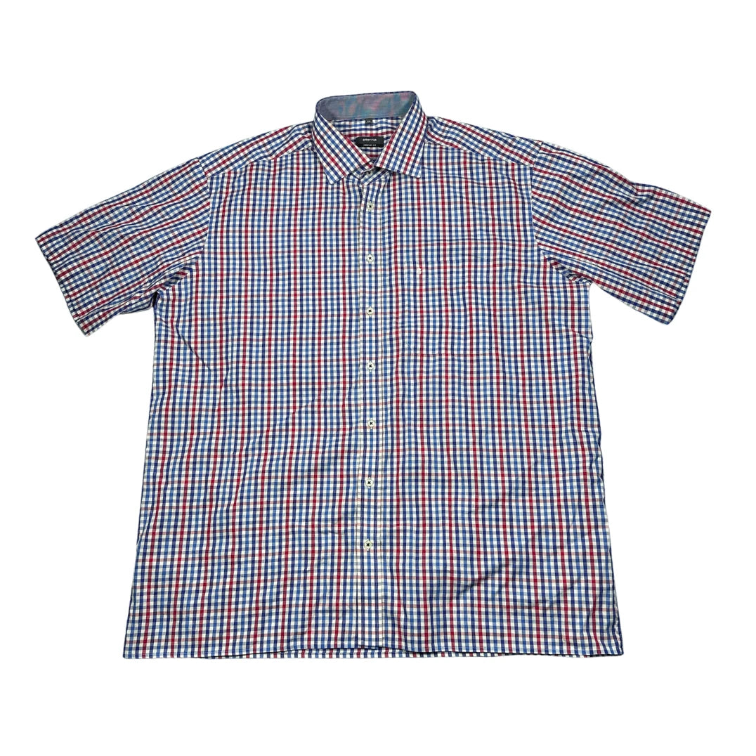 Eterna® Blue Red Checked Short Sleeve Shirt(XL)
