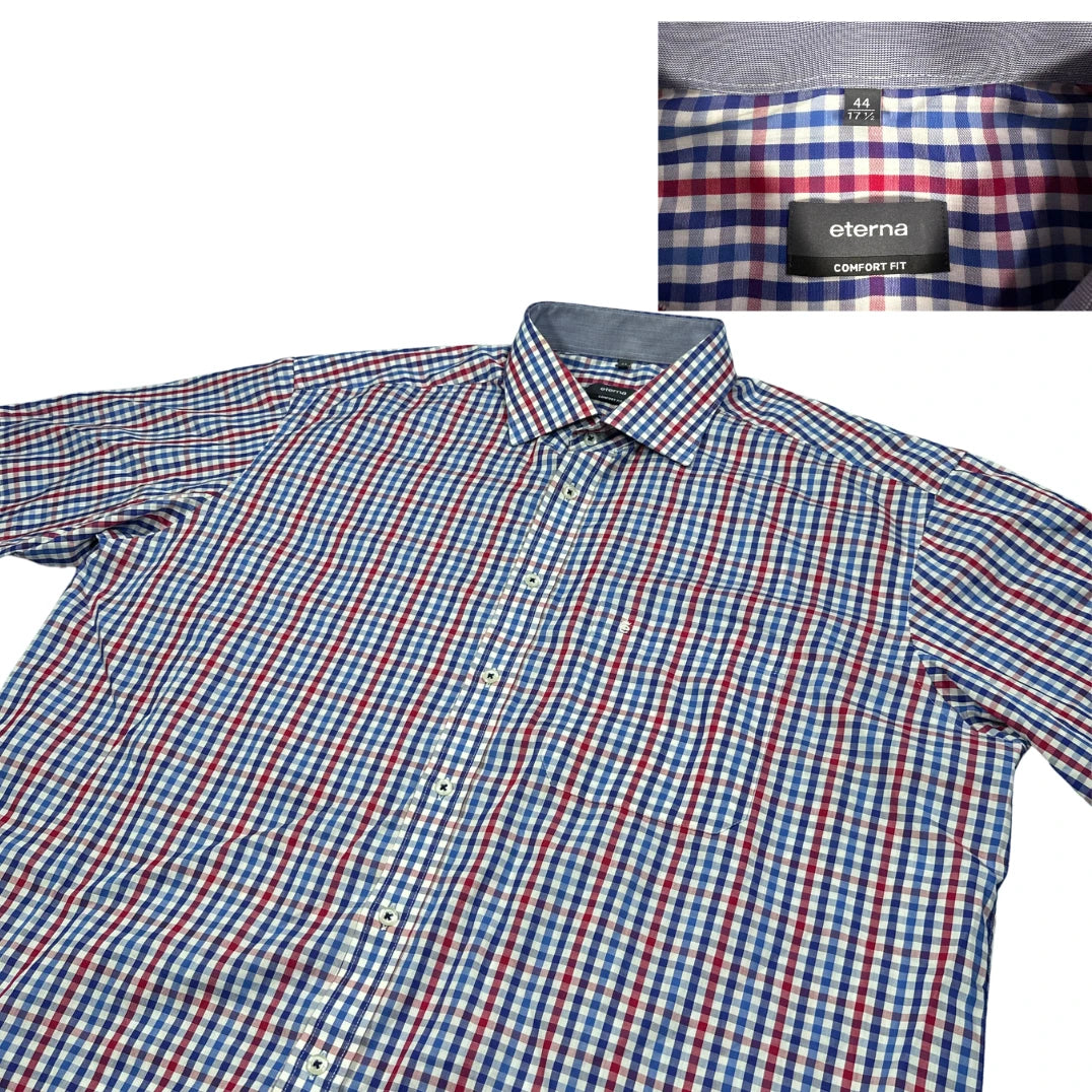 Eterna® Blue Red Checked Short Sleeve Shirt(XL)