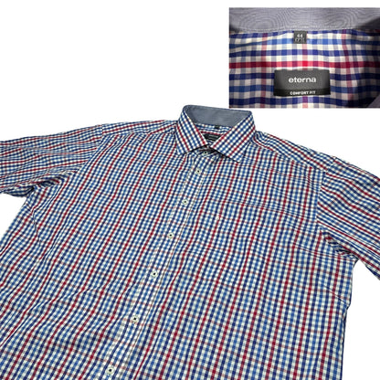 Eterna® Blue Red Checked Short Sleeve Shirt(XL)