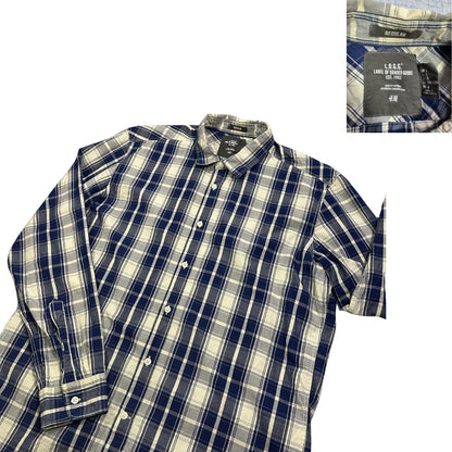 H&M® Blue Checked Casual Button-Up Shirt(L)