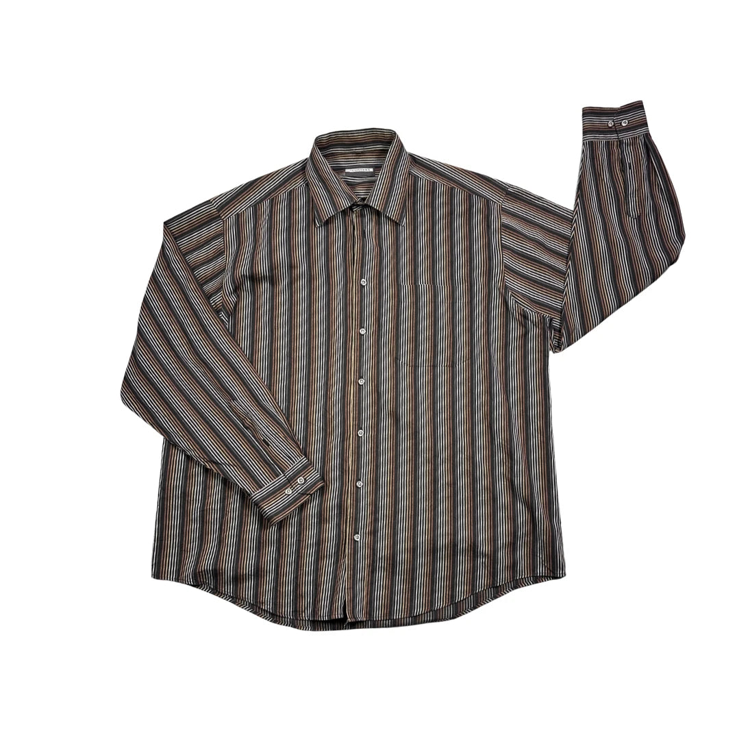 Macortesa® Brown Striped Formal Shirt(XL)