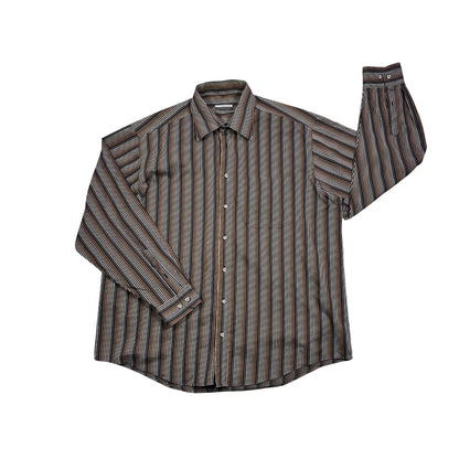 Macortesa® Brown Striped Formal Shirt(XL)