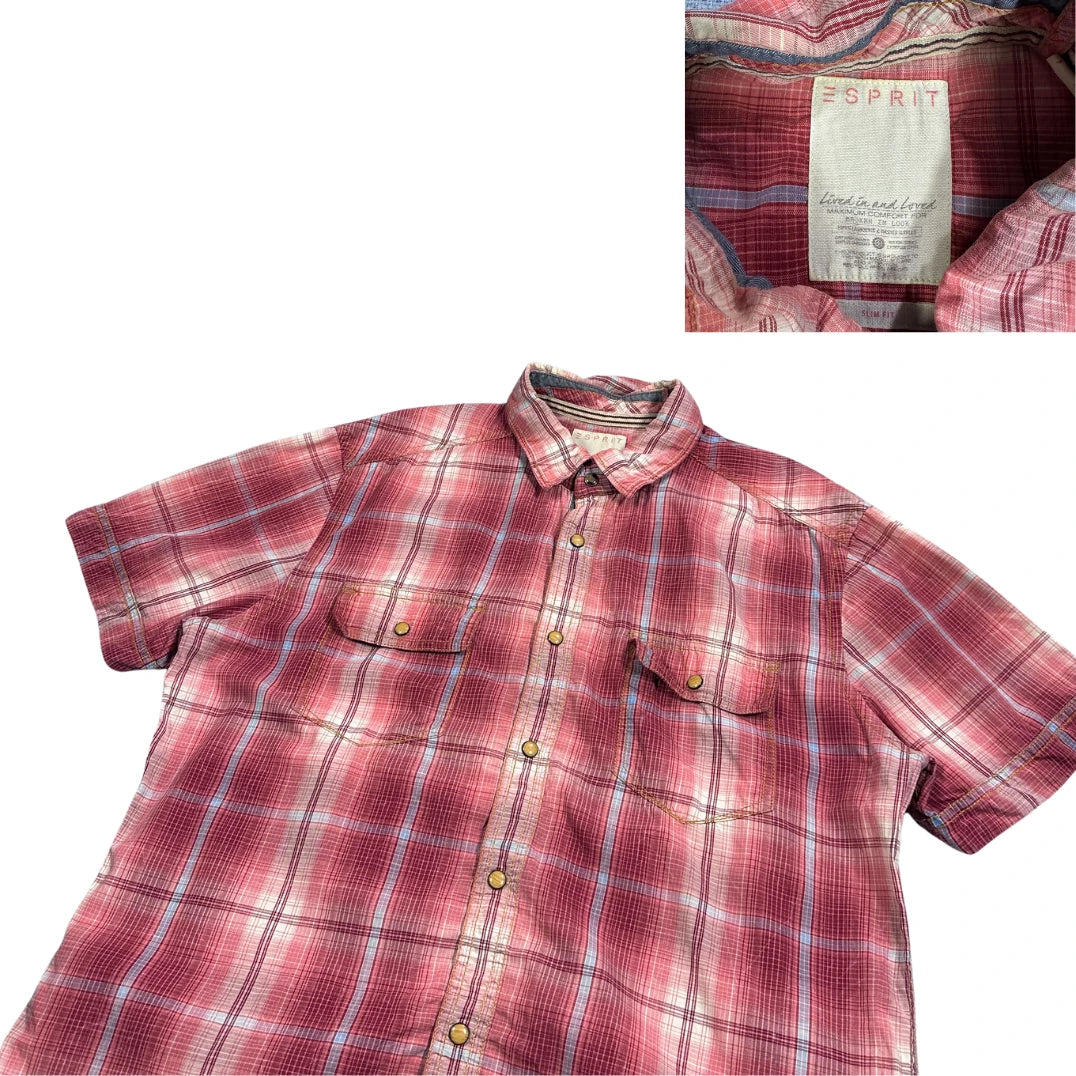 Esprit® Pink Checked Short Sleeve Shirt(L)