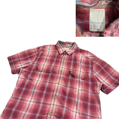 Esprit® Pink Checked Short Sleeve Shirt(L)