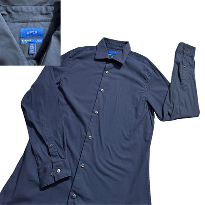 APT.9® Navy Blue Slim Fit Dress Shirt