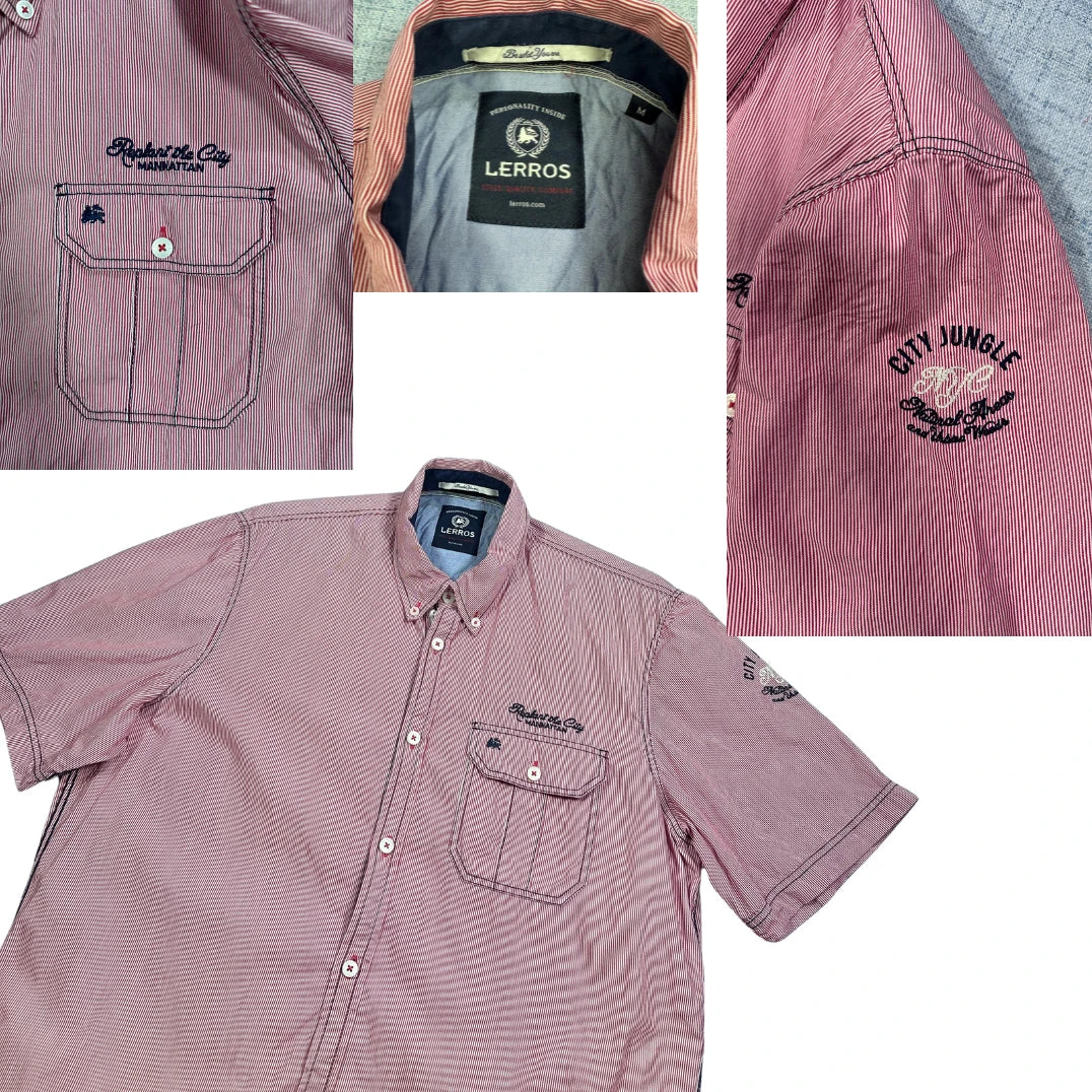 Lerros® Red Striped Short Sleeve Casual Shirt(M)