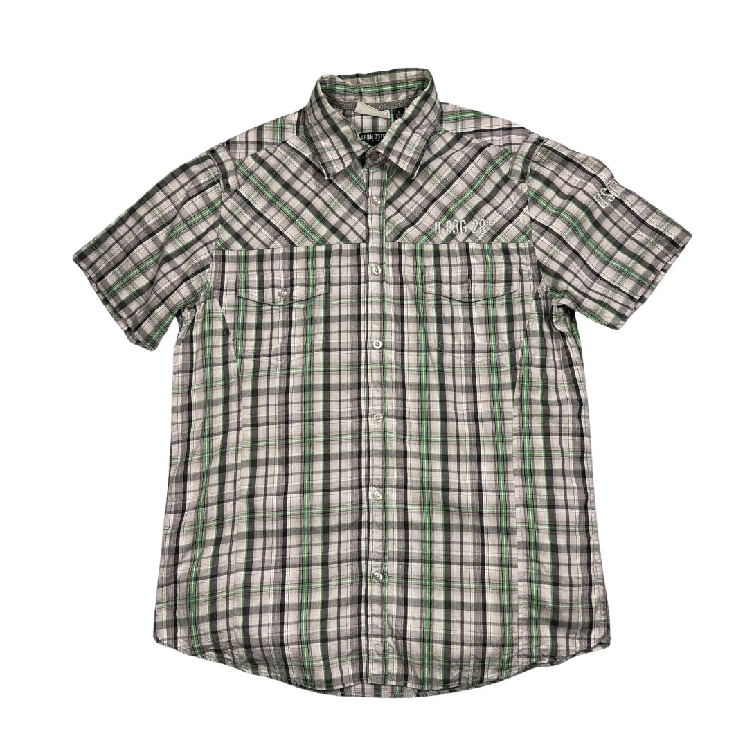 Angelo Litrico® Grey Green Plaid Short Sleeve Shirt(M)