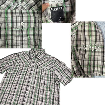 Angelo Litrico® Grey Green Plaid Short Sleeve Shirt(M)