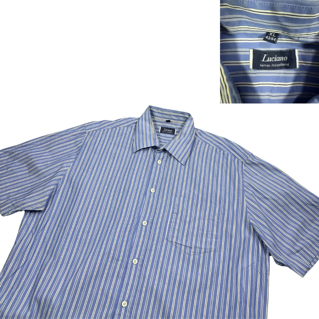 Luciano® Blue Striped Short Sleeve Shirt(XL)