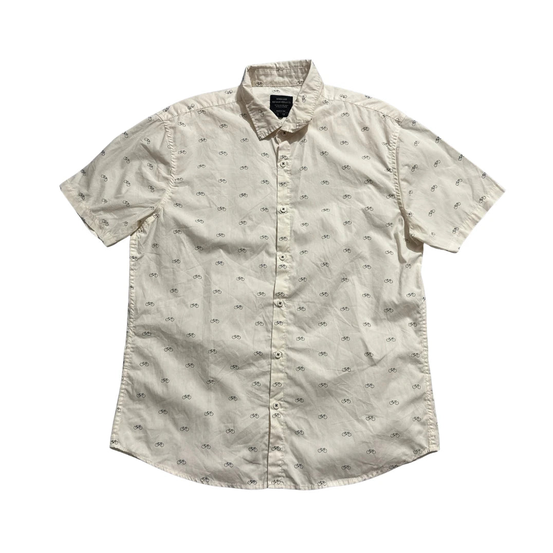 Reserved & Co® White Bicycle Print Short Sleeve Shirt(L)
