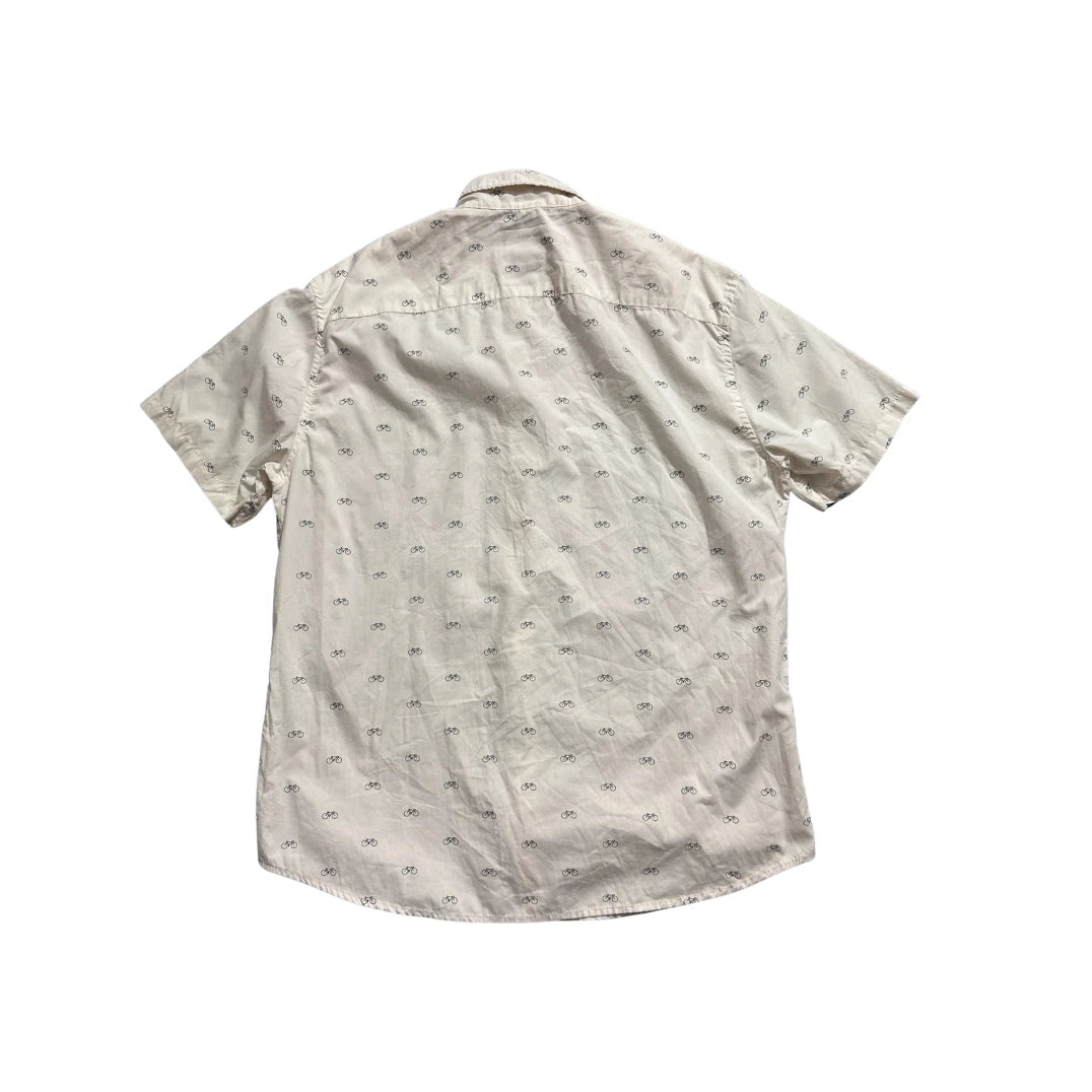 Reserved & Co® White Bicycle Print Short Sleeve Shirt(L)