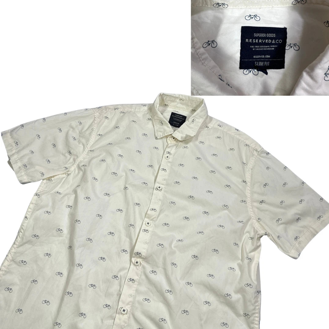 Reserved & Co® White Bicycle Print Short Sleeve Shirt(L)
